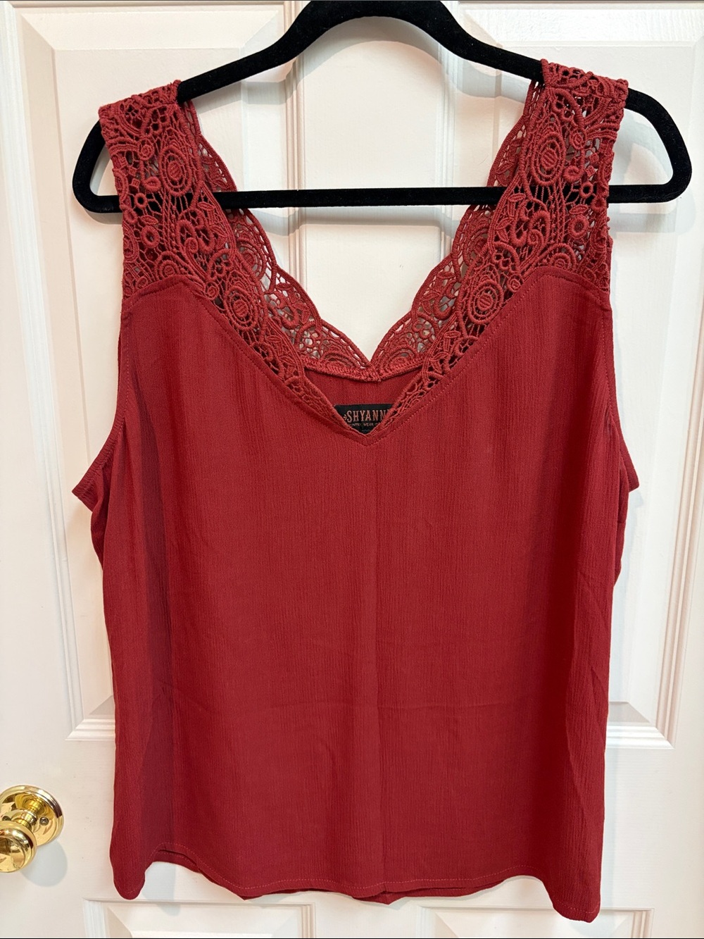 Shyanne Brick Red Lace-Trim V-Neck Camisole
